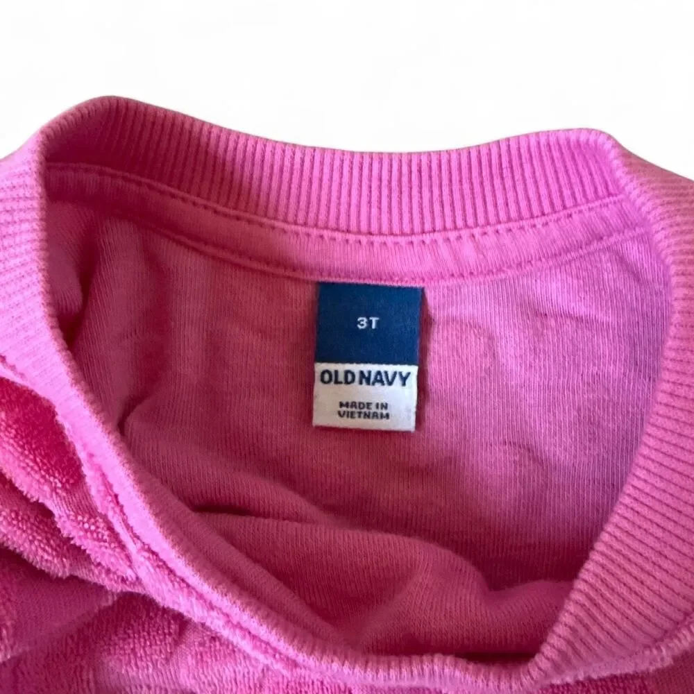 Old Navy Girls Pink Textured Puff Sleeve Sweatshirt | Size 3T